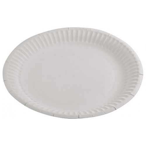 Paper Plate Uncoated White 230mm (9") Pack of 50