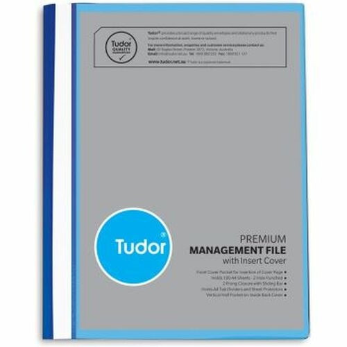 TUDOR PREMIUM MANAGEMENT FILE A4 SOLID COVER, BLUE