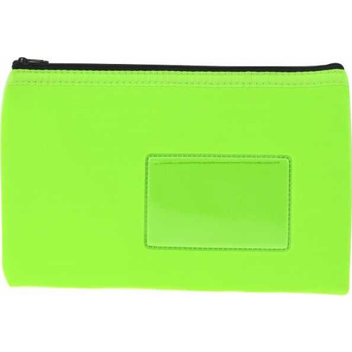 POLYESTER 1 ZIP PENCIL CASE WITH NAME CARD - 23 X 15.5CM - GREEN