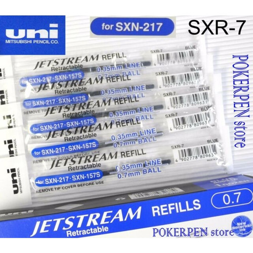 PEN REFILL FOR UNIBALL JETSTREAM RETRACTABLE SXN217 0.7MM FINE BLUE BOX 12