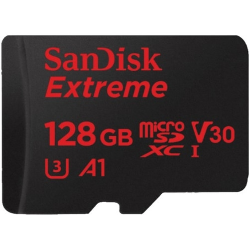 SanDisk Extreme microSDXC,V30,U3,C10,A2,UHS-I,160MB/sR,90MB/sW,4x6,SDadaptor,Lifetime Limited