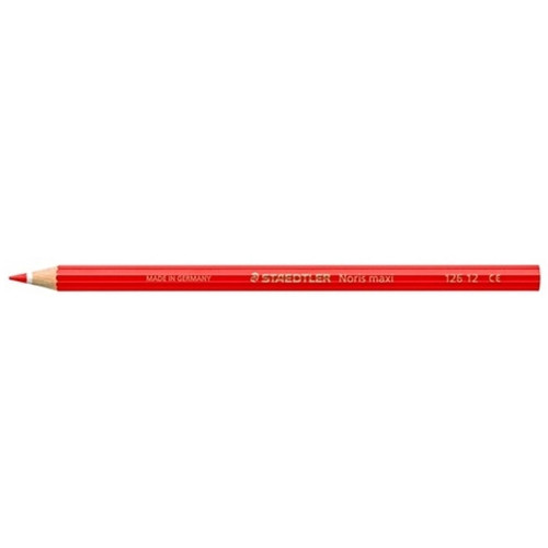 Staedtler 126 Noris Club Maxi Learner Coloured Pencil, 12 Sided 4.0mm Lead For Small Hands - Red, Pack of 12