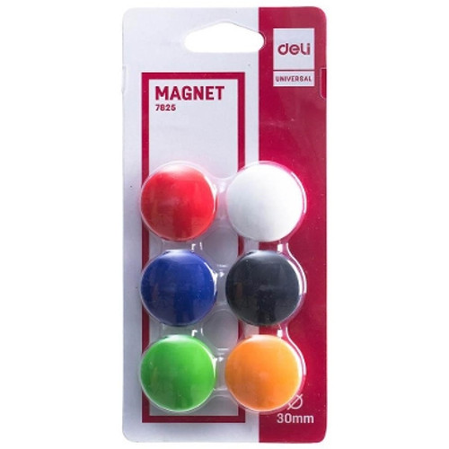 DELI MAGNETS 30MM ASS COLOURS Pack of 6