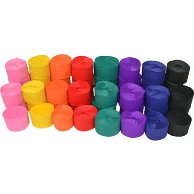 RAINBOW CREPE STREAMERS 35MMX13M ASSORTED (Pack of 48)