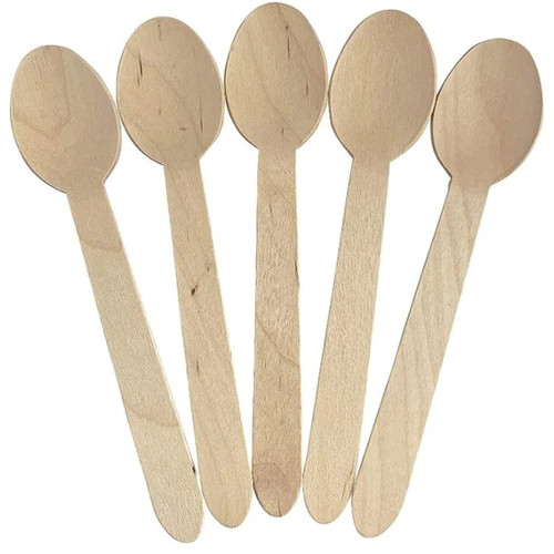 Disposable Wooden Dessert Spoons 100% All-Natural Eco-Friendly Biodegrade Carton of 1000 (EC-WC0802)