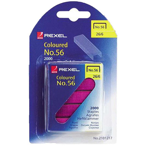 REXEL COLOURED STAPLES 26/6 BOX 2000