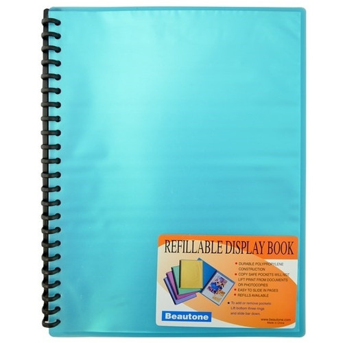 Bantex Display Book Refillable Cool Frost Blue PP A4 20 Pockets (31852)