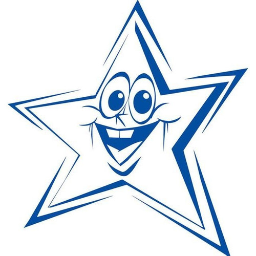 Shiny Merit Stamp - Funny Face Star - Blue