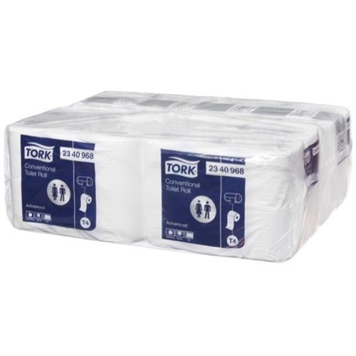 Tork 2340968 Universal T4 Conventional Toilet Tissue Paper Roll 2 Ply 220 Sheets Pack of 48