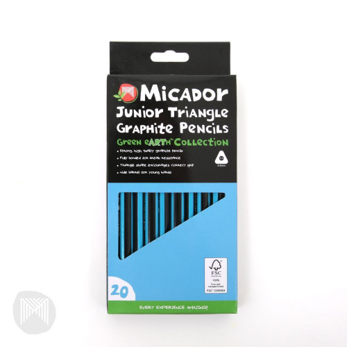 MICADOR JUNIOR TRIANGLE 2B GRAPHITE PENCILS 100% FSC BOX OF 20