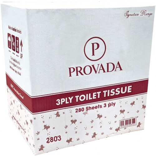 Provada Toilet Tissue Embossed 3 Ply 280 Sheets Signature Range Carton of 48 3PLY Toilet Paper
