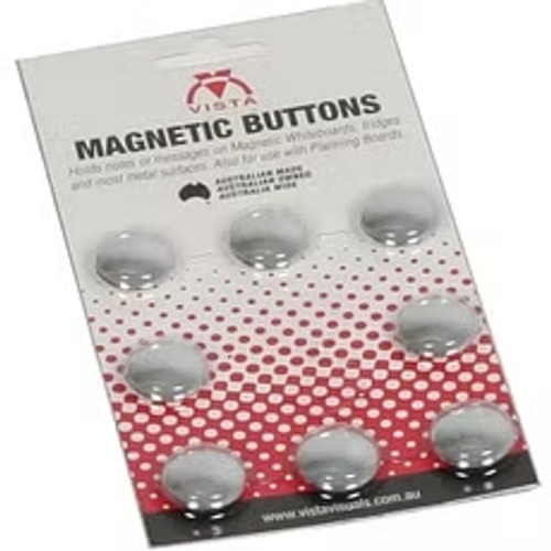 MAGNETIC BUTTONS 30MM BLACK Pack of 8