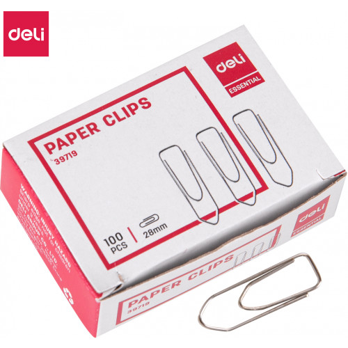 DELI PAPER CLIPS Small 28mm Box of 100