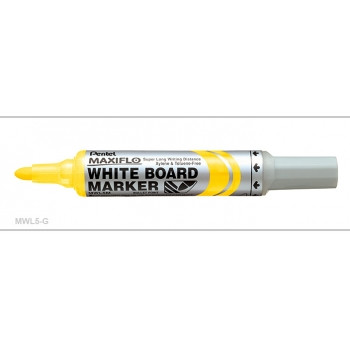 Pentel MWL5 Maxiflo Whiteboard Marker Bullet Point 2.1mm Yellow, Each