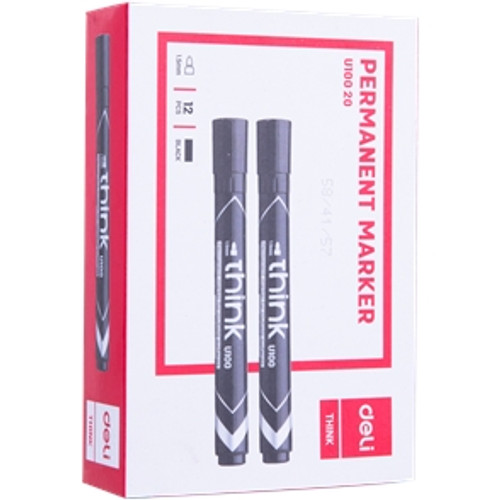 DELI BULLET POINT PERMANENT MARKERS Black - 2 Packs of 12 (24 Markers)