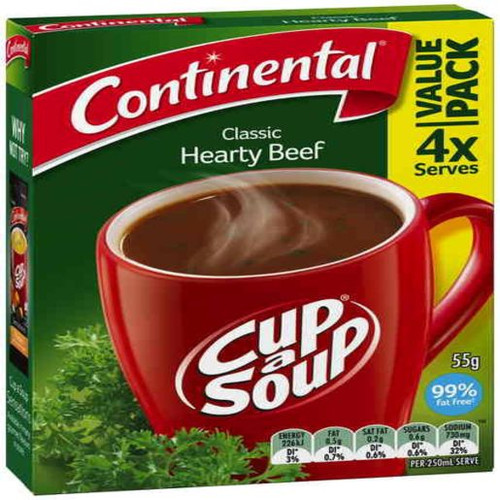 CONTINENTAL HEARTY BEEF CUP-A-SOUP 4 SERVES 55GM