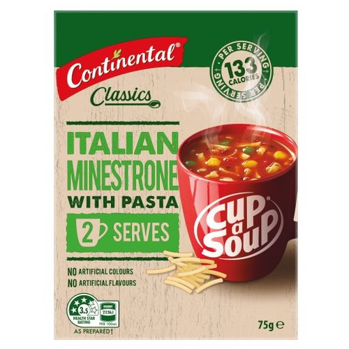 CONTINENTAL HEARTY ITALIAN MINESTRONE CUP-A-SOUP 2 SERVES 75GM