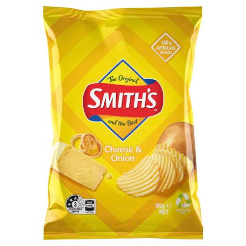 SMITHS CHEESE AND ONION CRINKLE POTATO CHIPS 90GM