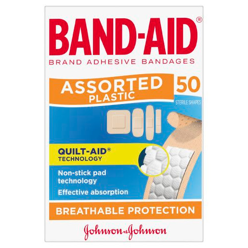 BANDAID PLASTIC SHAPES ASSORTED 50S
