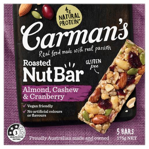 CARMANS ALMOND CASHEW & BERRY NUT BAR 175GM