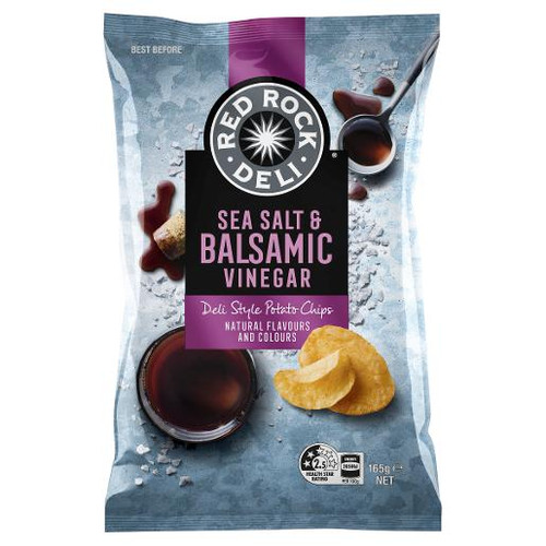 RED ROCK DELI SEA SALT AND BALSAMIC VINEGAR POTATO CHIPS 165GM