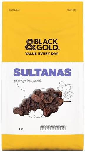 BLACK & GOLD SULTANAS 1KG