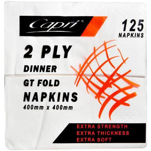 CAPRI DINNER NAPKINS WHITE 2PLY (C-ND0161) 125S