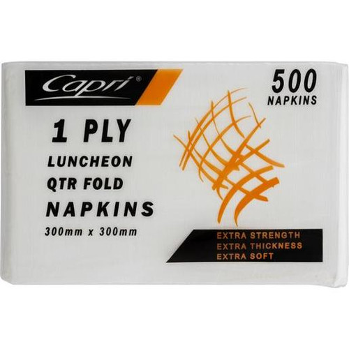 Napkins 1 Ply Quarter Fold White Luncheon 300mm x 300mm Pack of 500
