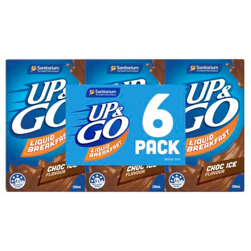 SANITARIUM CHOCOLATE ICE UP&GO LIQUID BREAKFAST 6X250ML