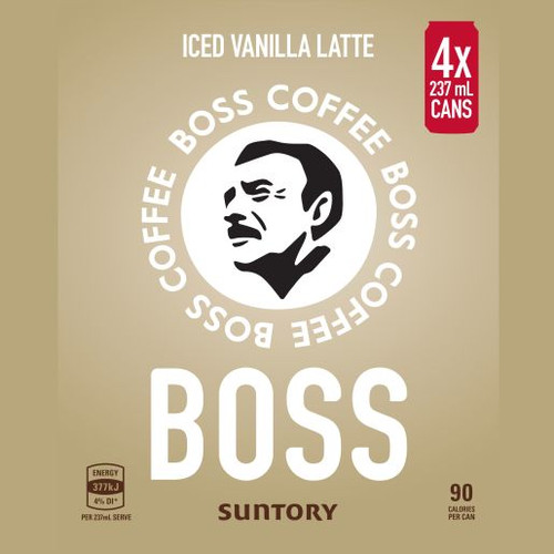 BOSS COFFEE VANILLA LATTE ICED COFFEE 4X237ML