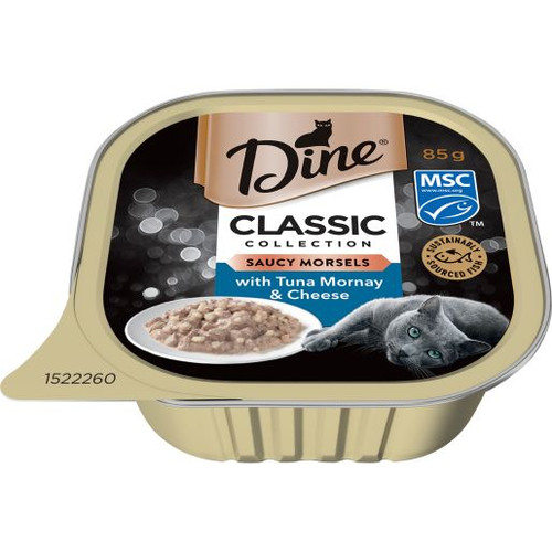 DINE TUNA MORNAY TOPPED WITH CHEESE CAT FOOD 85GM (Carton of 14)