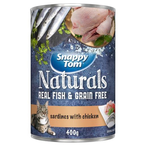 SNAPPY TOM SARDINES WITH CHICKEN IN PRAWN JELLY WET CAT FOOD 400GM (Carton of 12)