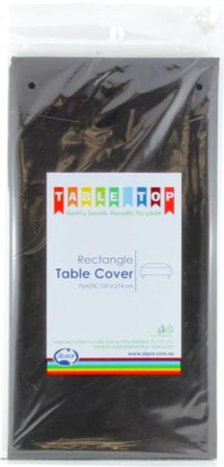 ALPEN BLACK RECTANGLE PLASTIC TABLE COVER (Carton of 12)
