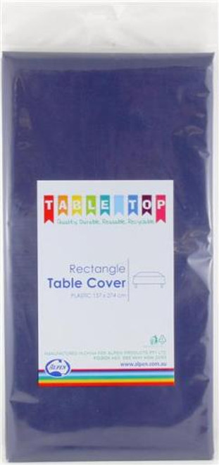 ALPEN NAVY RECTANGLE PLASTIC TABLE COVER (Carton of 12)