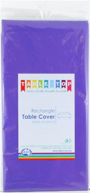 ALPEN PURPLE RECTANGLE PLASTIC TABLE COVER (Carton of 12)