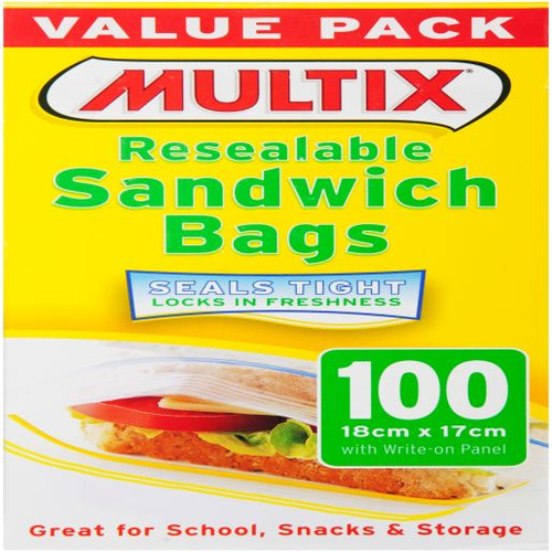 MULTIX QUICK ZIP SANDWICH BAGS 100S (Carton of 6)