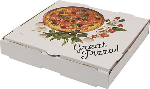 CAST AWAY PIZZA BOX PRINTED WHITE 11 INCH (CA-PIZZA-11) 50S