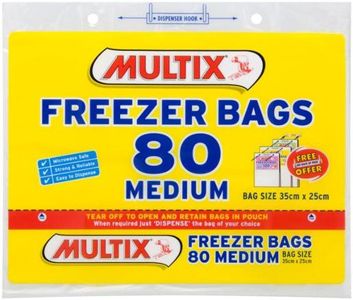 MULTIX TEAROFF MEDIUM FREEZER BAGS 80S (Carton of 20)