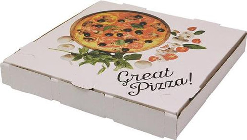 CAST AWAY PIZZA BOX PRINTED WHITE 13 INCH (CA-PIZZA-13) 50S
