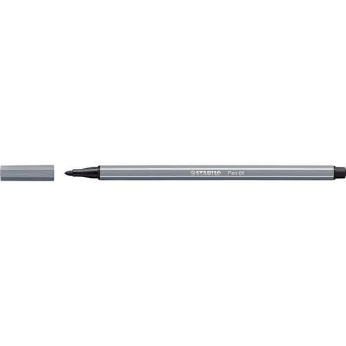 STABILO PEN 68 FIBRE TIP PEN DARK GREY (BOX OF 10)