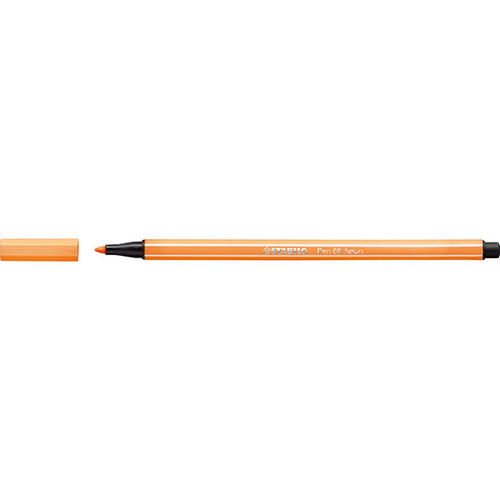 STABILO PEN 68 FIBRE TIP PEN FLURO ORANGE (BOX OF 10)