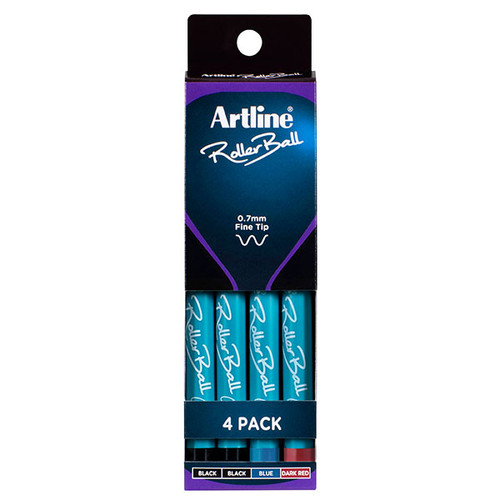ARTLINE ROLLERBALL ASSORTED PACK 4 0.7mm Tip