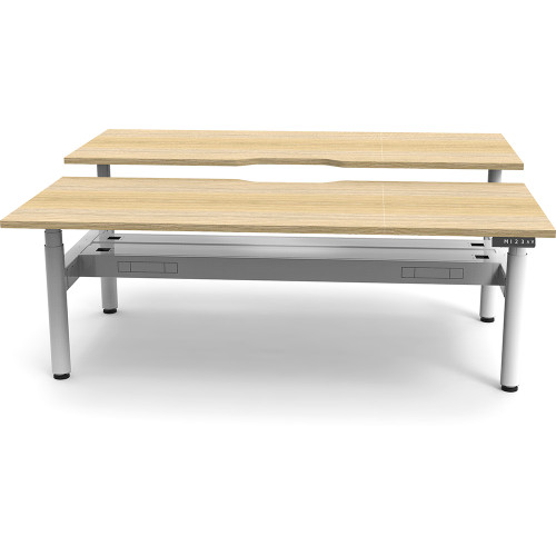 Rapidline Halo+ Back to Back Workstation + Cable Tray 2 Person 1800mmW Oak/White