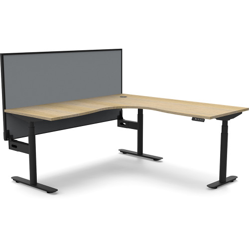 Rapidline Halo+ Corner Workstation+Screen 1500/1500W x 750D x 1330mmH Oak/Black