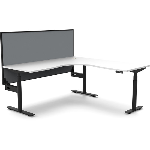 Rapidline Halo+ Corner Workstation+Screen 1500/1500W x 750D x 1330mmH White/Black