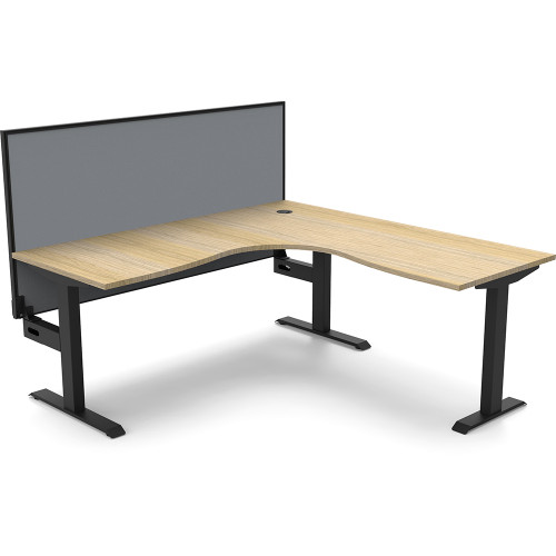Rapidline Boost Static Corner Workstation+Screen 1800/1500W x 750D x 1330mmH Oak/Black