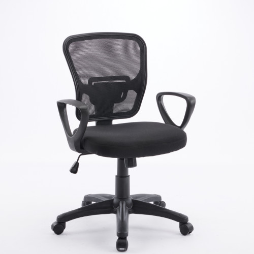 K2 Boxed Gold Grace Medium Back Office Chair With Arms Mesh Back Black Fabric Seat