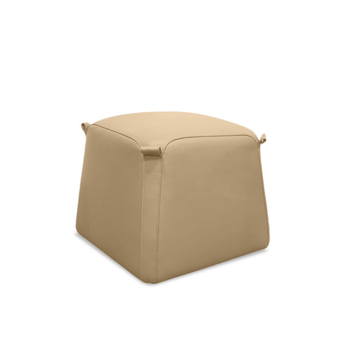 K2 Marbella Bulka Bag Square Ottoman Beige Genuine Leather