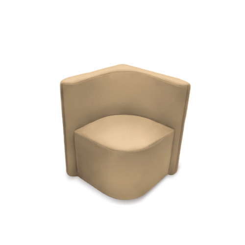 K2 Marbella Columbus Curved Square Corner Chair With Low Back Beige PU Leather
