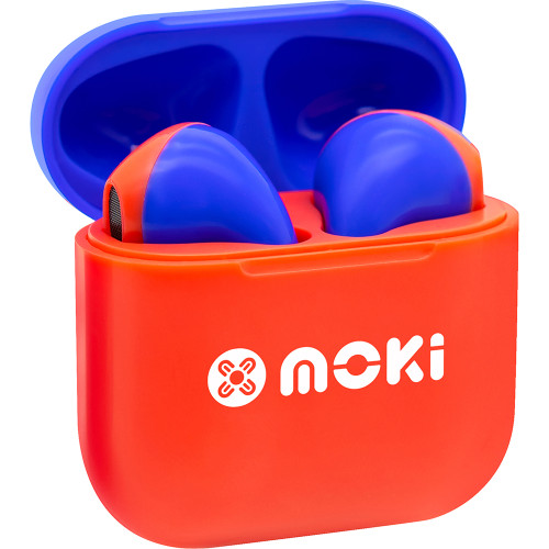 Moki MokiPods Volume Limited True Wireless Stereo Kids Mini Earphones Red and Blue